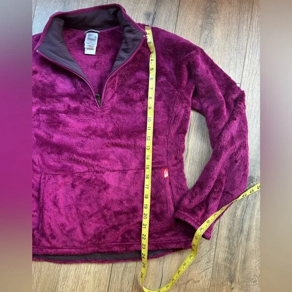 The North Face Magenta Quarter Zip Fleece Sweatshirt Pullover Medium Velour - Picture 5 of 11